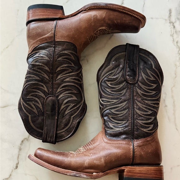 Men's Two-Tone Leather Western Boots - Picture 1 of 7